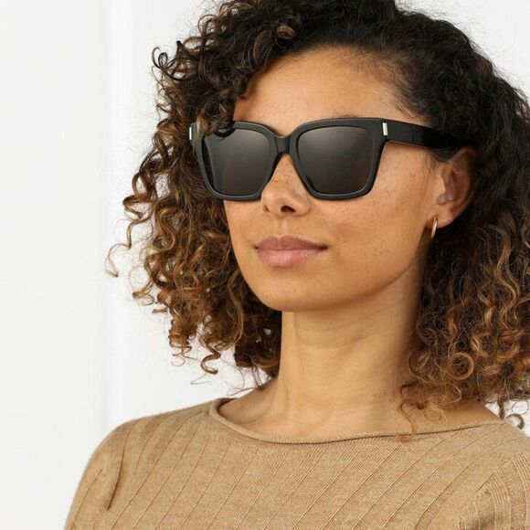 NEW Saint Laurent New Wave SL507 001 Black Gray Square Unisex Sunglasses - Picture 12 of 15